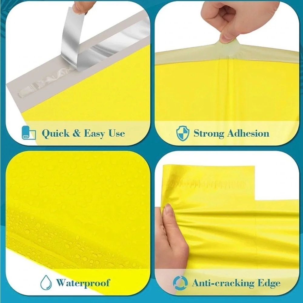 NEW 10 Count Poly Mailers with Handle 10x13 Inch. Yellow Color